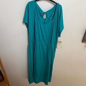 Sonoma Turquoise Midi Dress with Tie Detail NWT